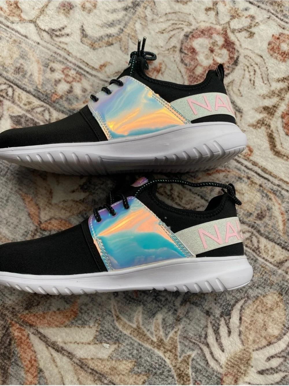 Nautica Black Kids Sneakers with Iridescent Accent
